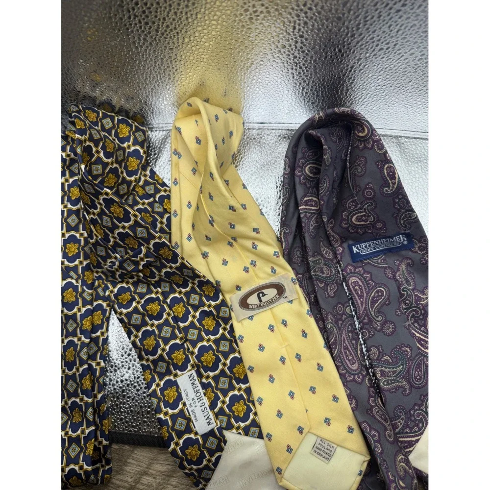 Vintage Silk Tie Lot 3pc Maus & Hoffman Bert Pulitzer Kuppenheimer Paisley